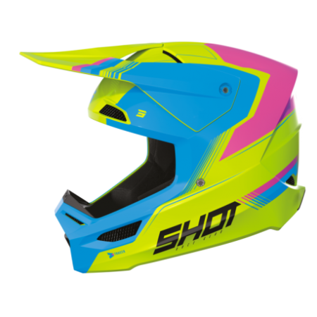 Мотошлем Shot FURIOUS KID TRACER желтый/синий/красный - магазин Motostyles