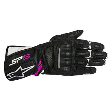Мотоперчатки женские кожаные Alpinestars Stella SP-8 V2 черный/белый/фуксия - магазин Motostyles