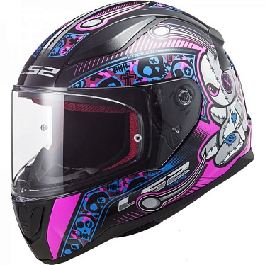 Мотошлем детский LS2 FF353 Rapid Mini Voodoo black fluo pink - магазин Motostyles