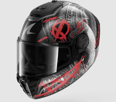 Мотошлем Shark Spartan RS Carbon Shiever антрацит красный - магазин Motostyles