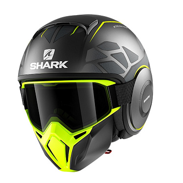 Мотошлем Shark Street Drak Hurok черный/матовый/серый/желтый - магазин Motostyles