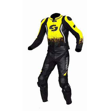 Мотокомбинезон Tschul 535 черный/красный/флуо