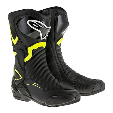 Мотоботы Alpinestars SMX-6 V2 черный/желтый/флуо - магазин Motostyles