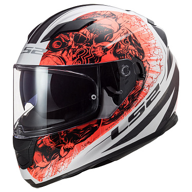 Мотошлем LS2 FF320 Stream Evo Throne белый оранжевый - магазин Motostyles